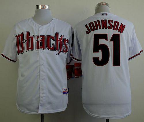 Diamondbacks #51 Randy Johnson White Cool Base Stitched MLB Jersey - Click Image to Close
